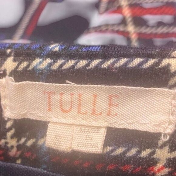 Tulle Wm’s Wool Blue Red Plaid Tartan Tweed Lined Back Pockets Mini Skirt Y2K Sz - Picture 4 of 4